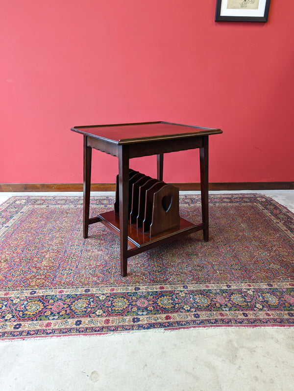 Antique Edwardian Arts & Crafts Mahogany Side Table / Record Rack