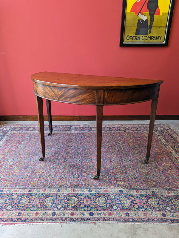Antique Victorian Mahogany D-End / Demilune Side Table
