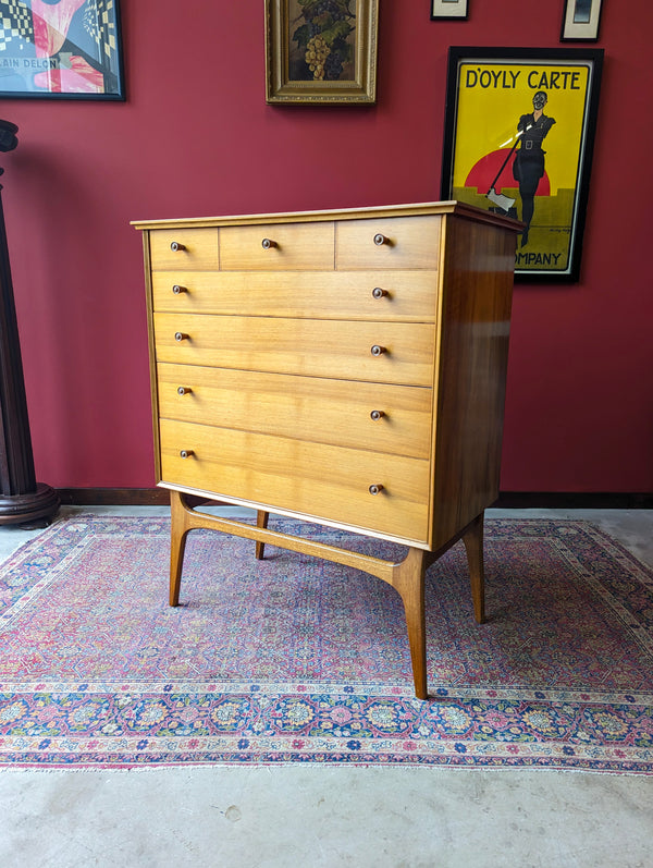 Mid Century Walnut Tallboy Chest of Drawers by Alfred Cox