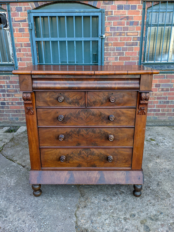 Large Victorian Antique Mahogany Scotch Chest of Drawers