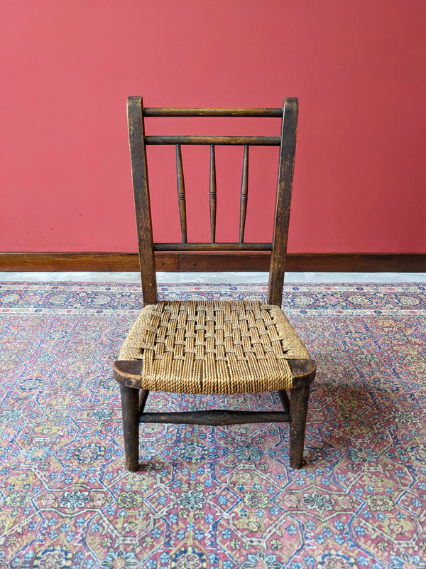 Antique Oak Rush Seat Childs Chair