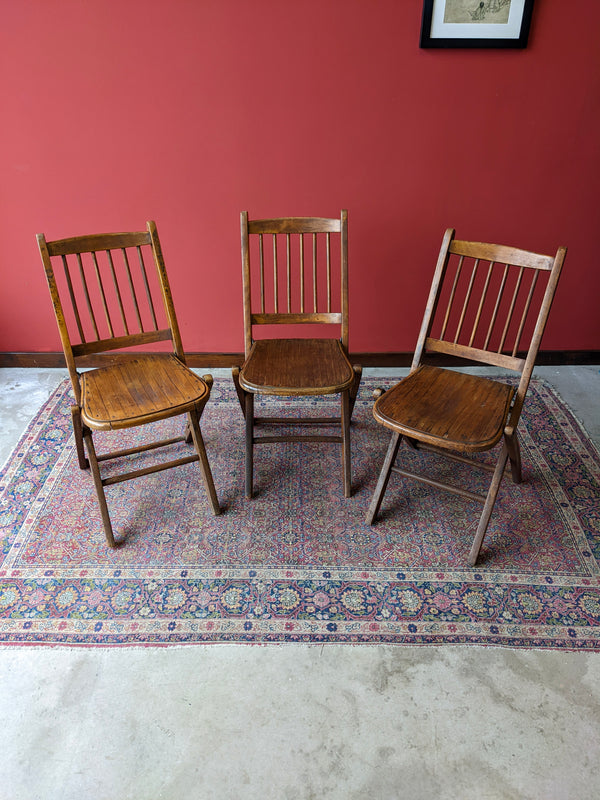 Set of 3 Antique Folding Side Chairs / Campaign Chairs / Garden Chairs