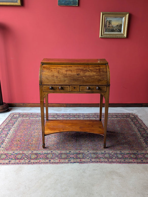 Antique Edwardian Mahogany Cylinder Writing Bureau Desk