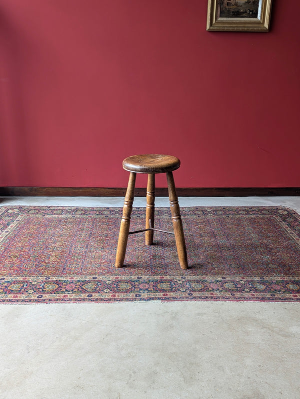 Antique Victorian Industrial Elm Stool