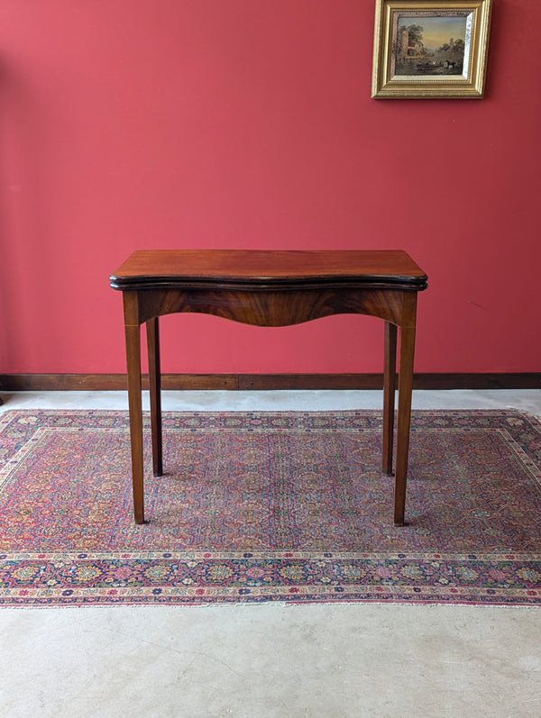 Antique Mid 19th Century Mahogany Serpentine Fold Over Tea Table