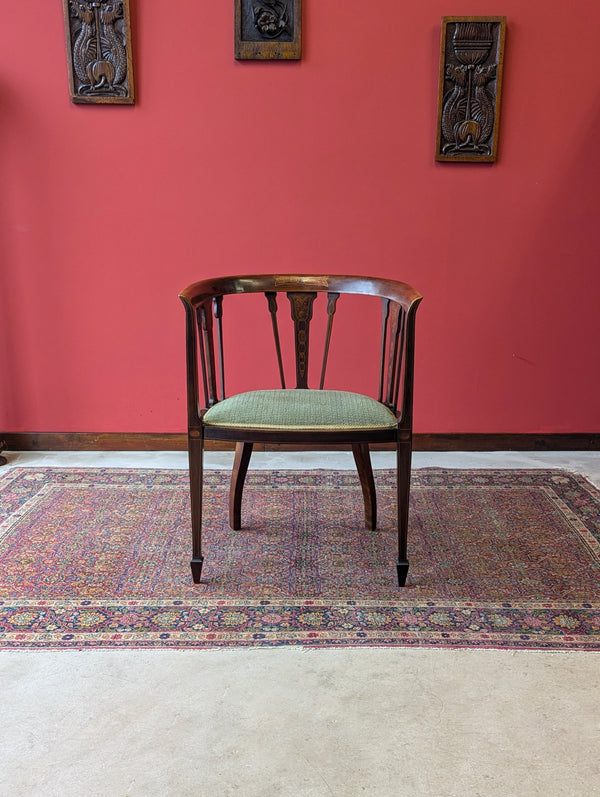 Antique Edwardian Inlaid Mahogany Desk Chair