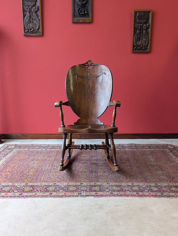 Antique Late 19th Century Biedermeier Birchwood Rocking Chair