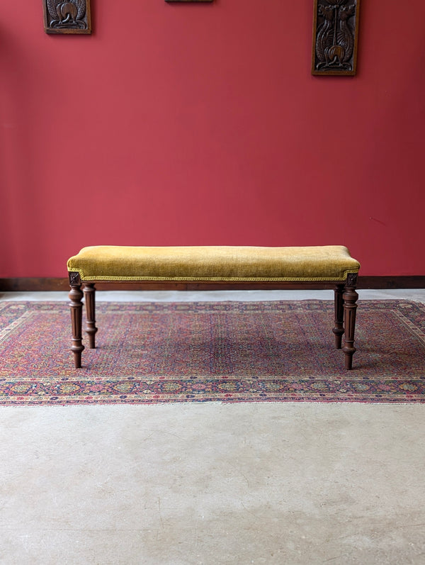 Antique Victorian Rosewood Upholstered Window Seat