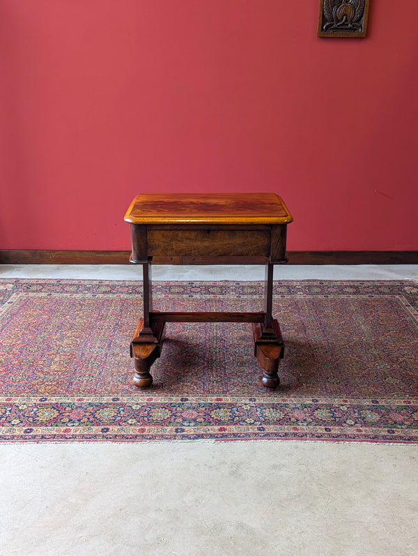 Antique Victorian Flame Mahogany Low Work Table