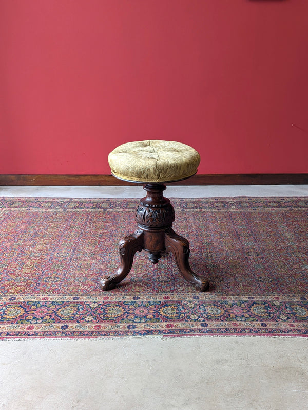 Antique 19th Century Rosewood Rise & Fall Circular Piano Stool