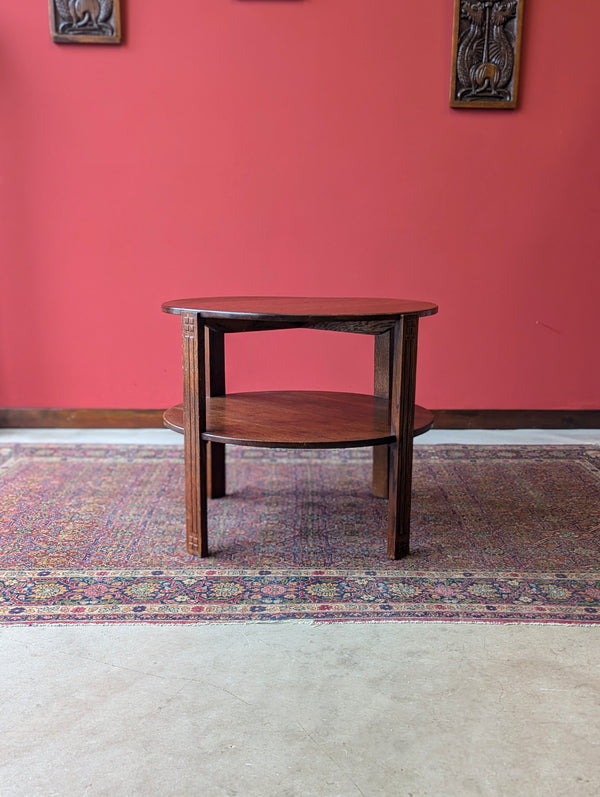 1930’s Art Deco Circular Two Tier Oak Coffee Table