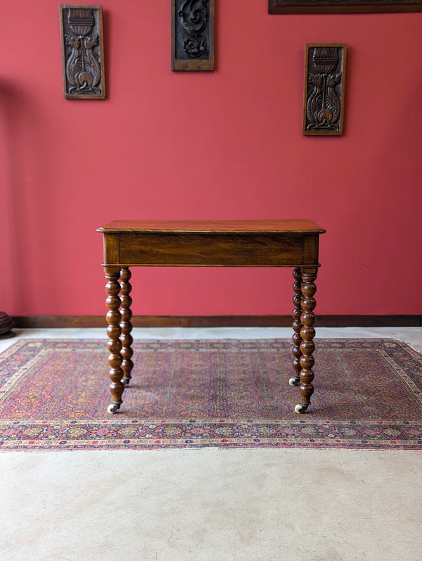 Antique 19th Century Beech Bobbin Side Table with Drawer