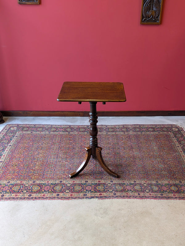 Antique 19th Century Oak Pedestal Tilt Top Wine Table