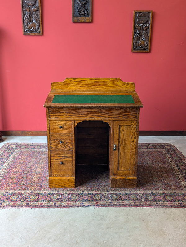 Antique Victorian Oak Clerks Desk / Writing Table / Hostess Stand