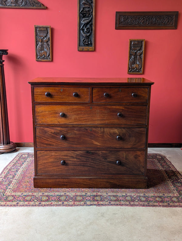 Antique Victorian Solid Mahogany Straight Front Chest of Drawers