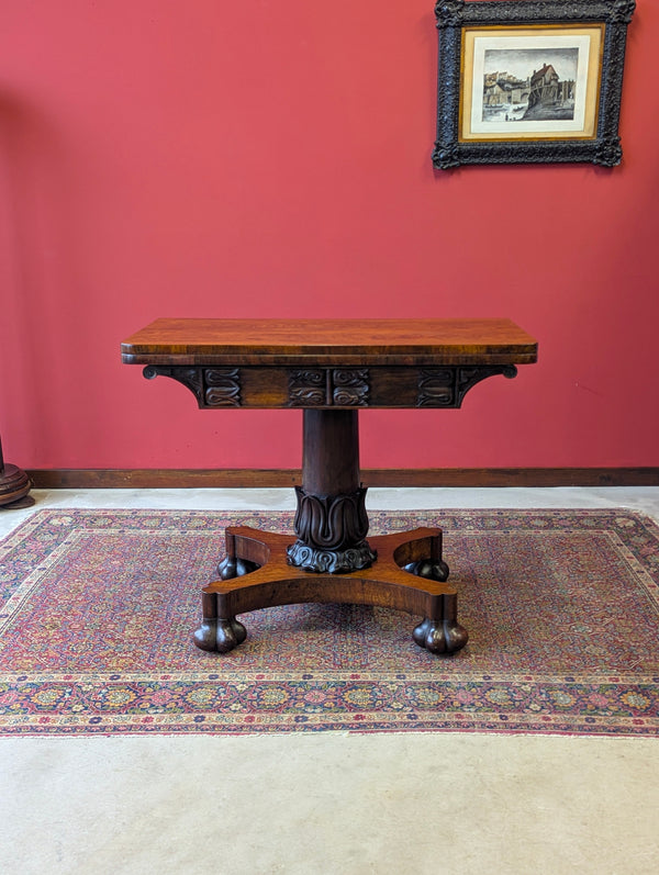 Antique Regency Rosewood Fold Over Tea Table