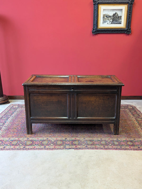 Antique 17th Century Panelled Oak Coffer