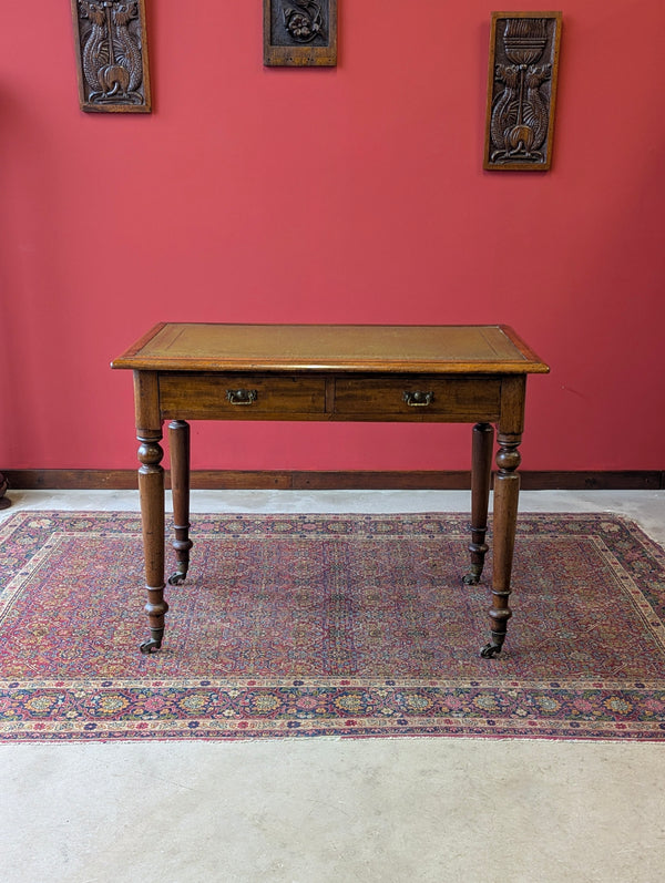 Antique 19th Century Walnut Leather Top Writing Table Desk