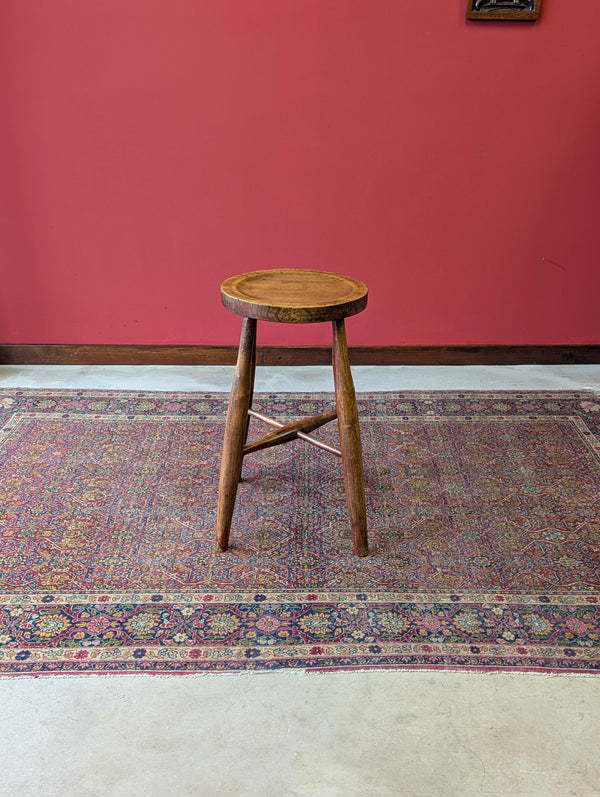 Antique Victorian Elm Dish Seat Stool