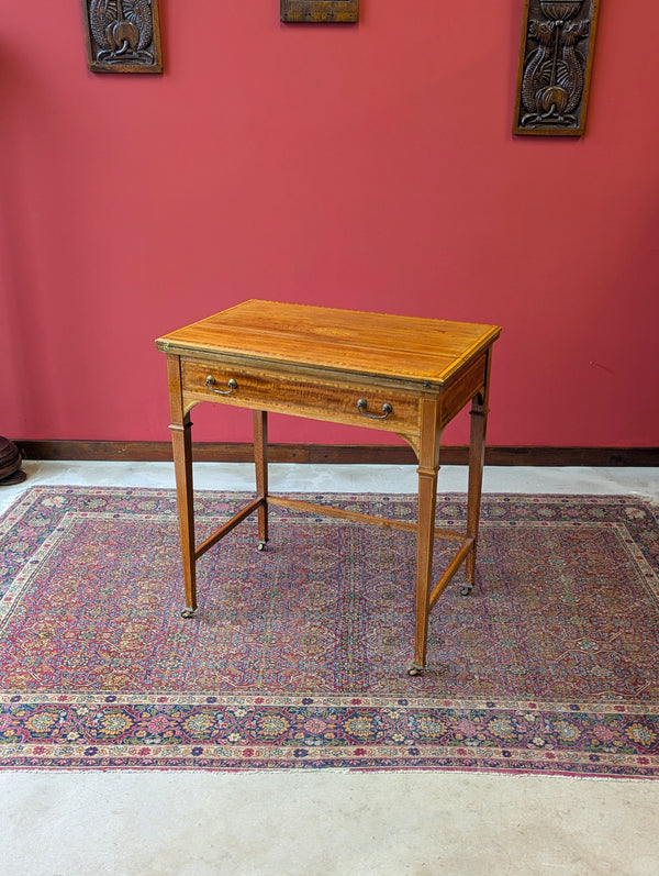 Antique Edwardian Satinwood Metamorphic Side Table / Writing Desk