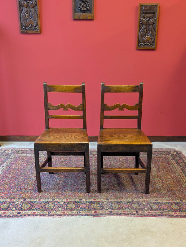 Pair of Antique Georgian Oak Side Chairs Circa 1780