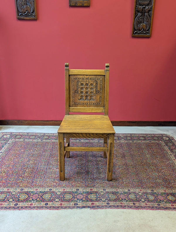 1930’s Oak Carved Portcullis / Westminster Side Chair