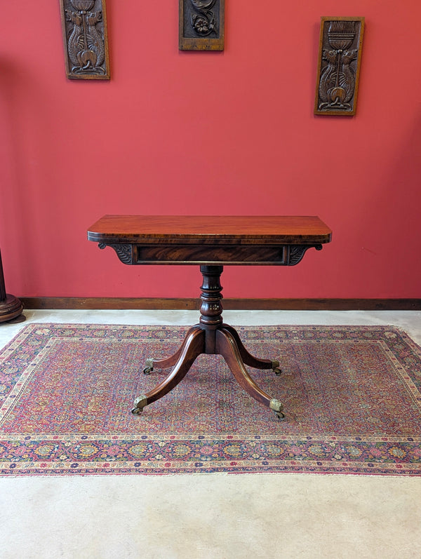 Antique 19th Century Mahogany Fold Over Pedestal Card Table