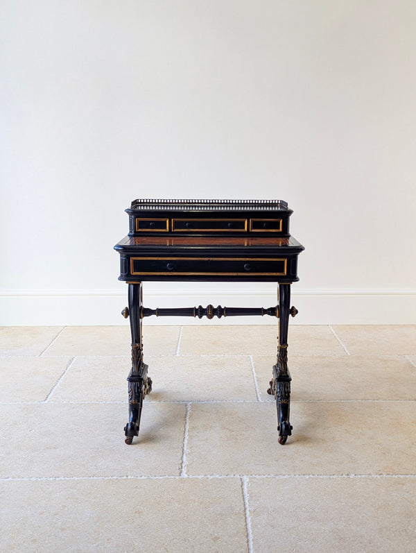 Antique Victorian Ebonised Bonheur du Jour Writing Table c.1870