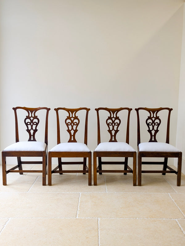 Set of Four Antique Georgian Chippendale Mahogany Dining Chairs c.1780