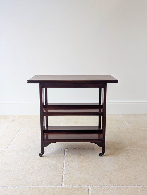 Antique Mahogany Folding Card Table with Bookshelf Base c.1920