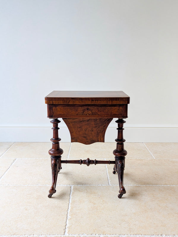 Antique Victorian Burr Walnut Work & Games Table c.1870