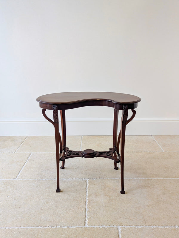 Antique Art Nouveau Mahogany Side Table with Shaped Top c.1900