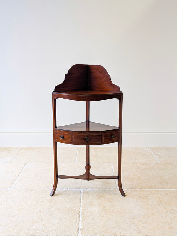 Antique Edwardian Sheraton Revival Mahogany Corner Table c.1900