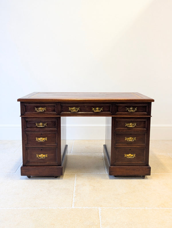 Antique Victorian Mahogany Pedestal Desk c.1890