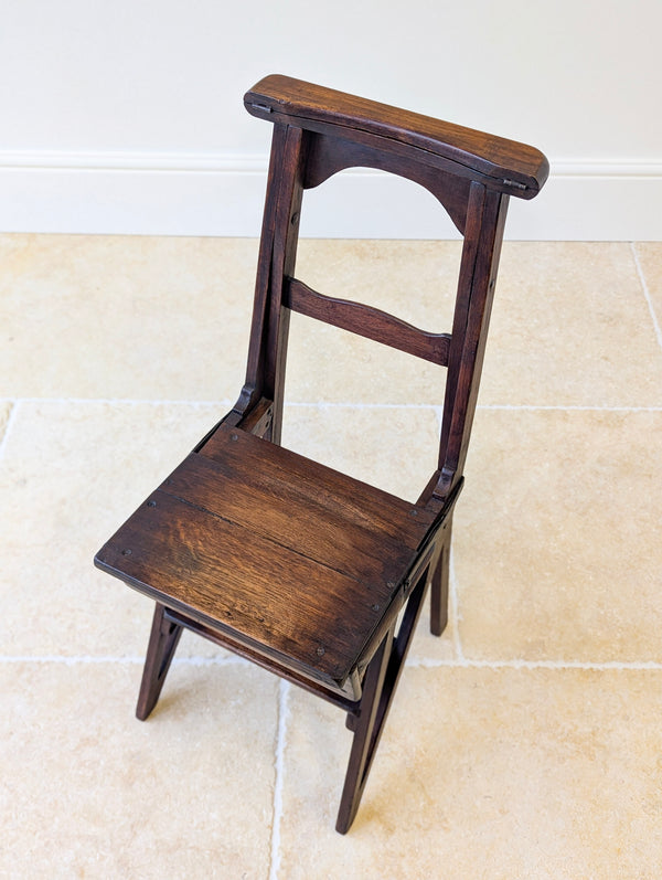Antique Victorian Oak Arts and Crafts Metamorphic Library Chair / Steps c.1895