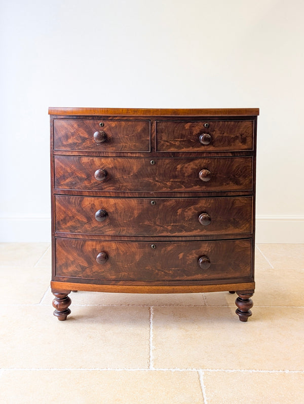 Antique Victorian Mahogany Bow-Front Chest of Drawers c.1860