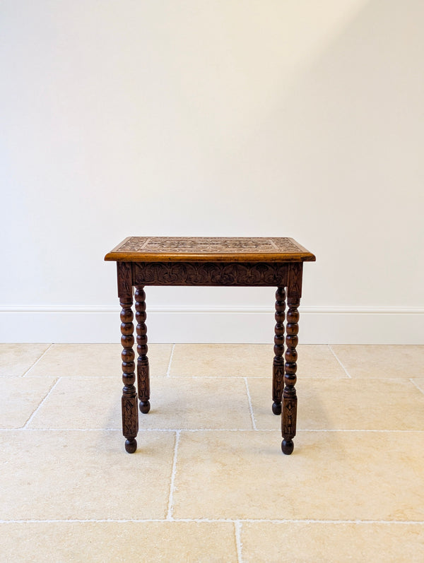 Antique Fruitwood Carved Side Table c.1900