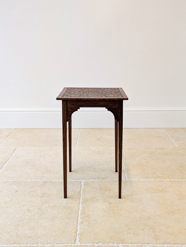 Antique Arts & Crafts Carved Oak Occasional Table c.1900