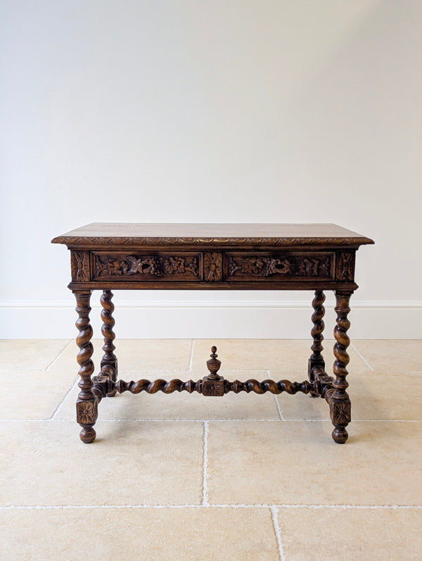 Antique Victorian Carved Oak Library Table c.1890