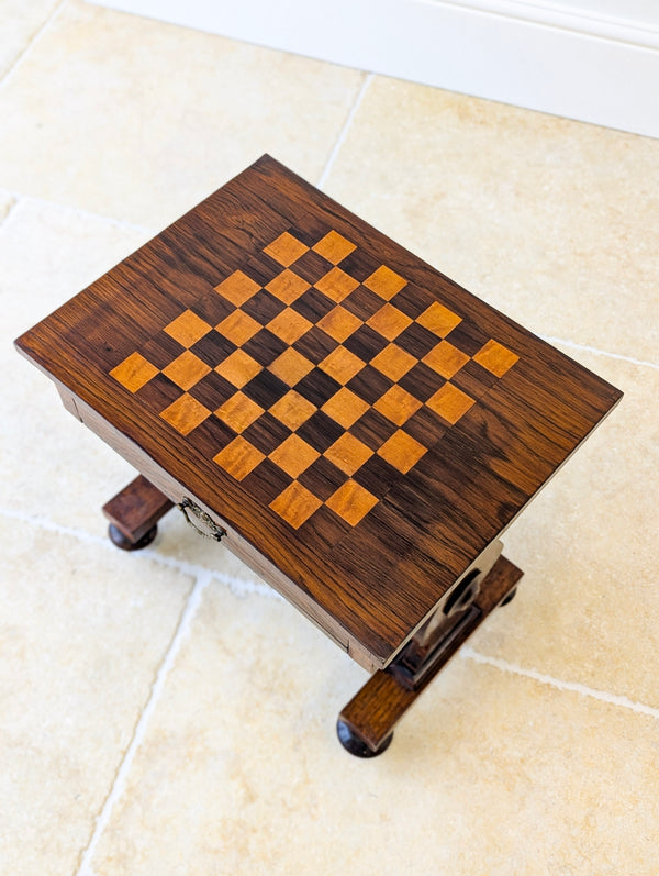 Antique Victorian Rosewood Games Table with Chess Table Top c.1890