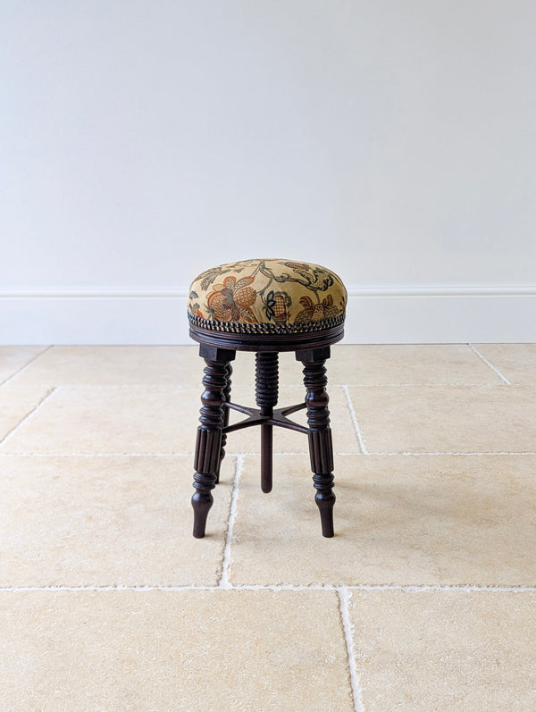 Antique Victorian Mahogany Adjustable Piano Stool c.1870