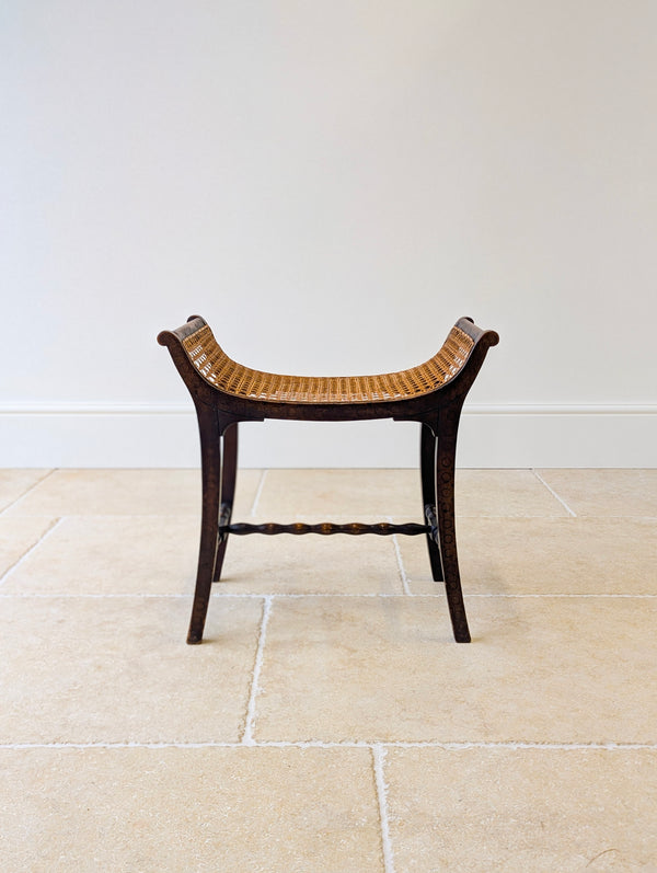 Antique Edwardian Oak Caned Dressing Table Stool c.1910