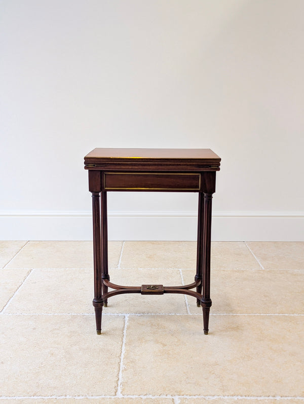 Antique Victorian Mahogany Triple-Top Folding Card Table c.1880