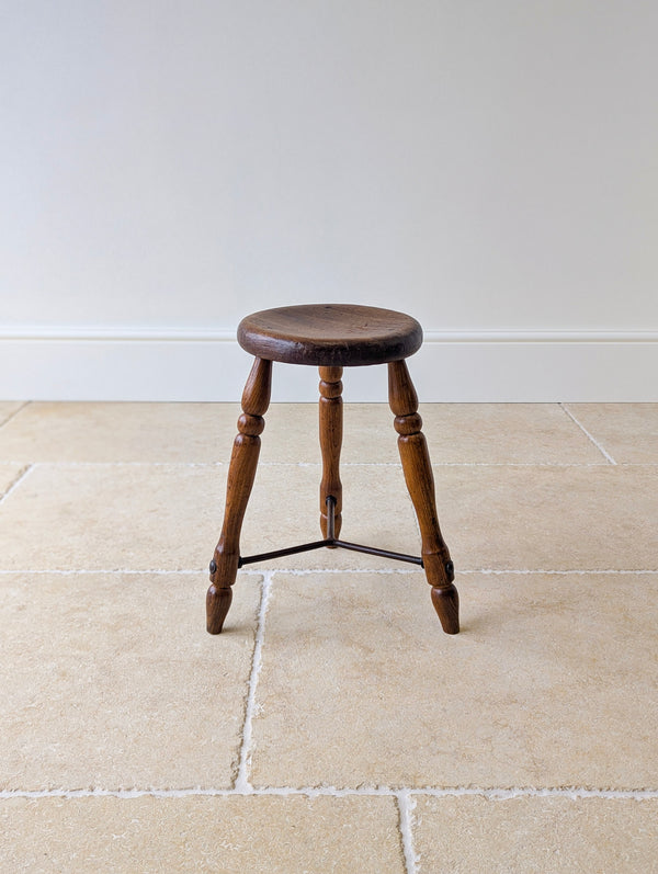 Antique Victorian Oak Three-Legged Country Stool c.1880