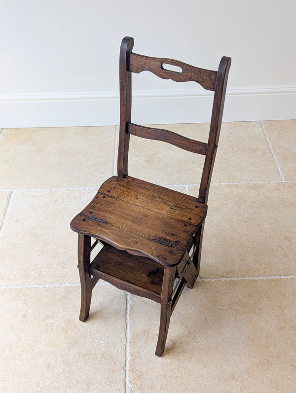 Antique Victorian Oak Metamorphic Library Chair / Steps c.1895