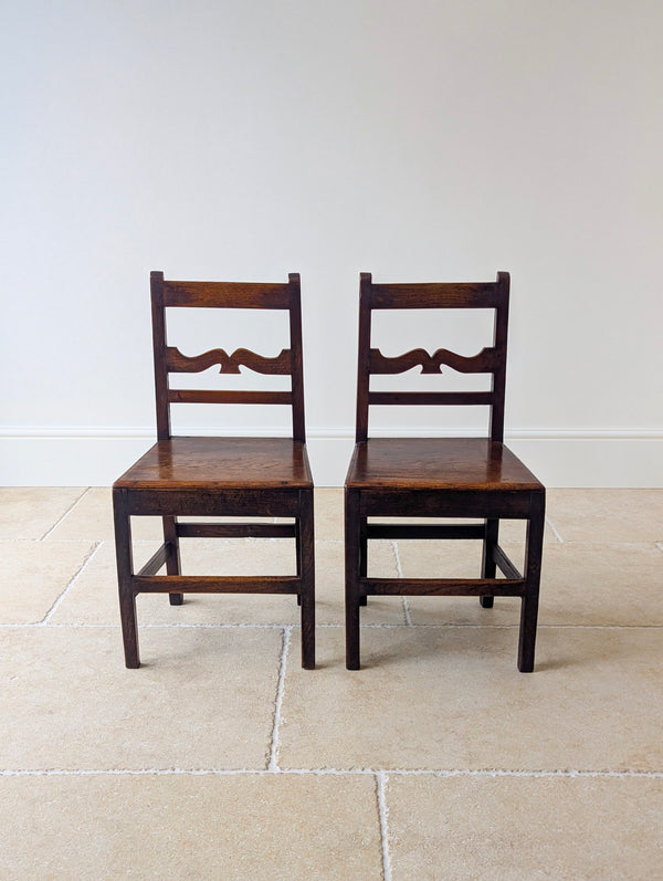 Pair of Antique Georgian Oak Country Side Chairs c.1800