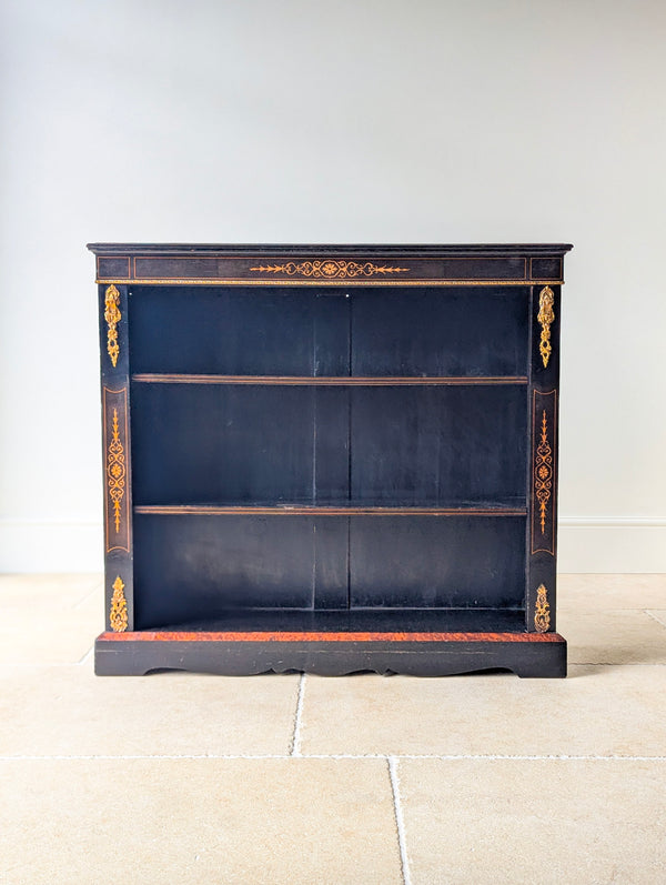 Antique Victorian Ebonised Open Bookcase c.1870