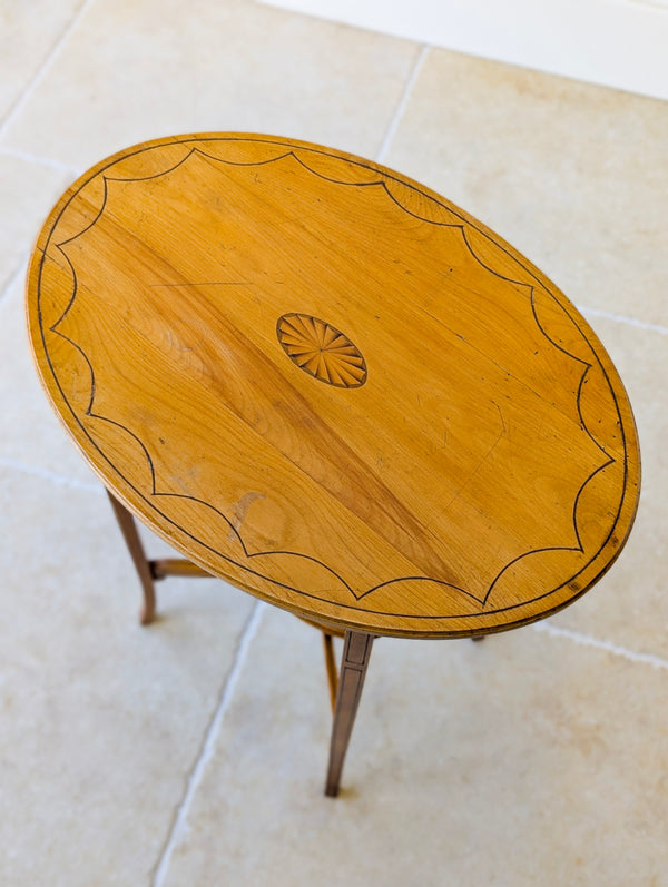 Antique Edwardian Satinwood Oval Occasional Table c.1900