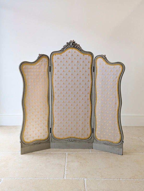Antique Napoleon III Painted Three-Fold Room Screen c.1860