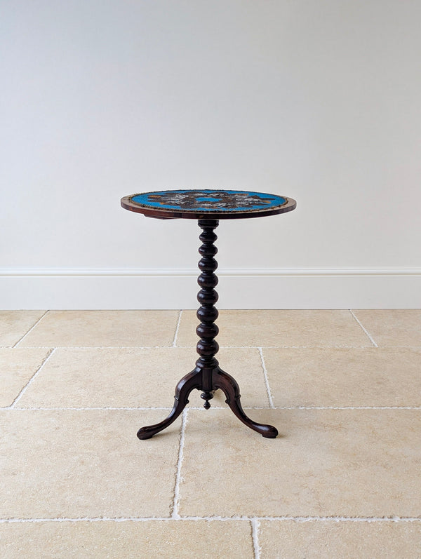 Antique William IV Rosewood Beadwork Tripod Wine Table c.1830